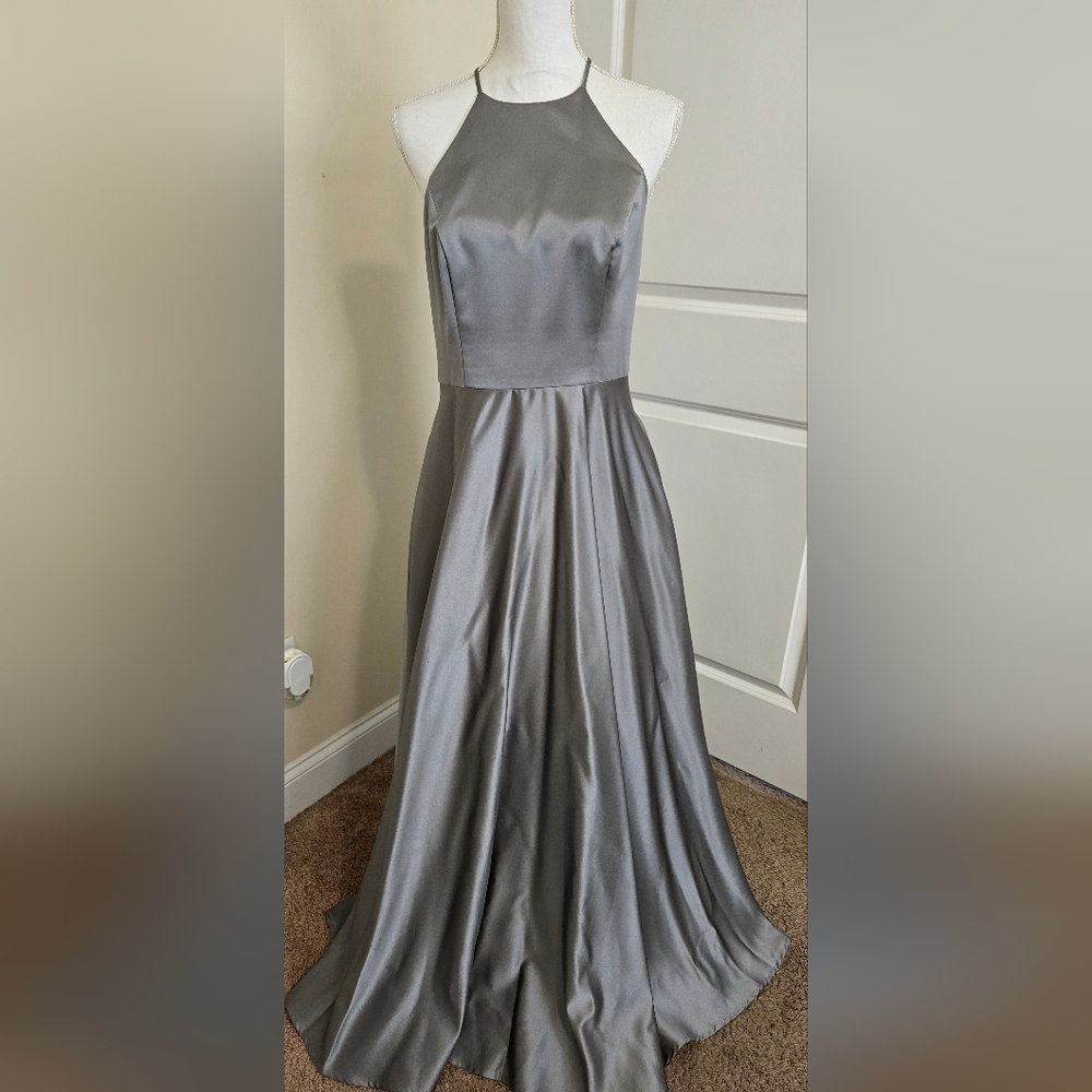 Elegant Gray Halter Maxi Dress